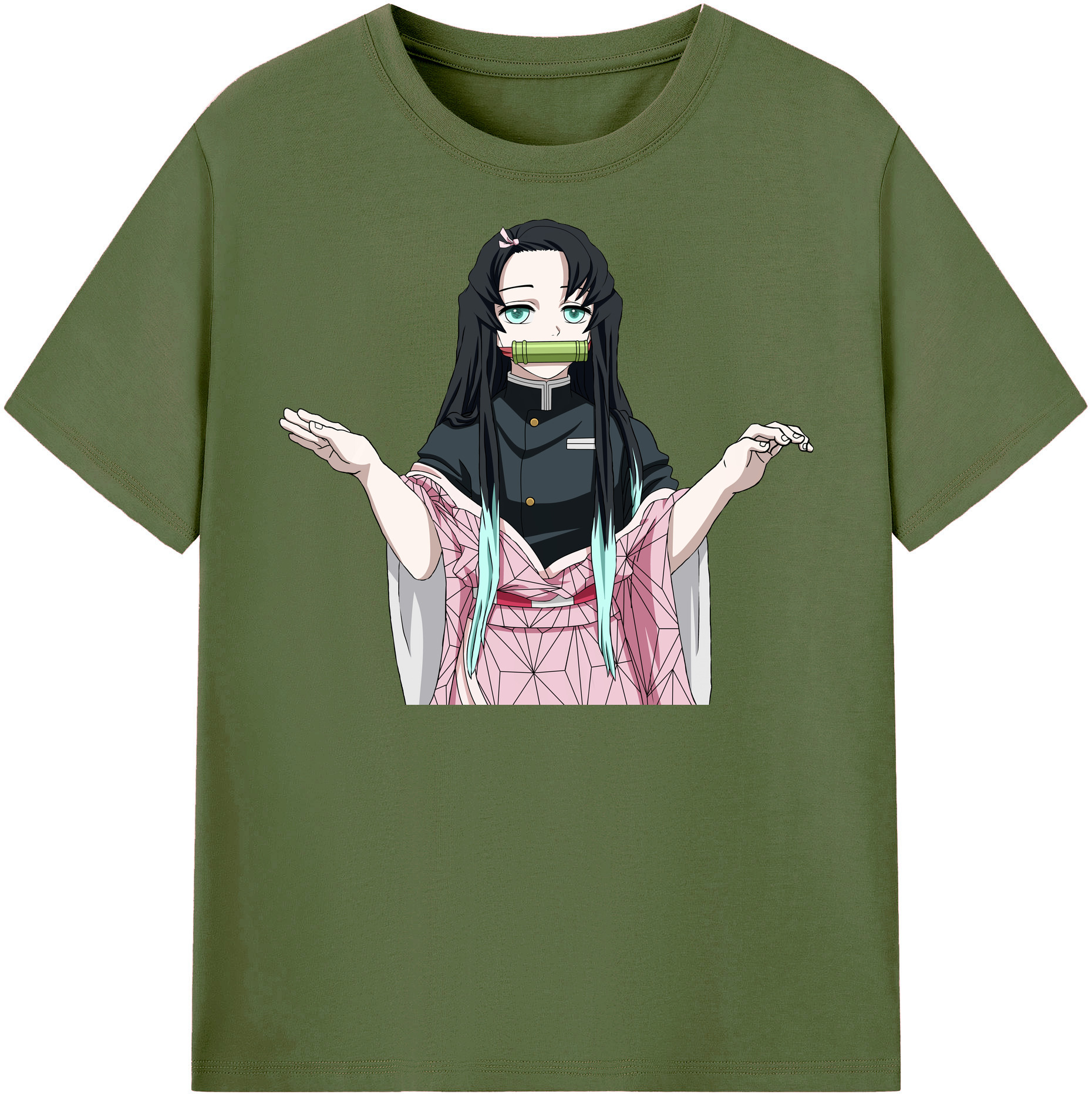 （画像用） 鬼滅の刃（きめつのやいば）竈門 禰󠄀豆子／かまど ねずこ Kamado Nezuko 綿100％半袖Tシャツ（フロントプリント）